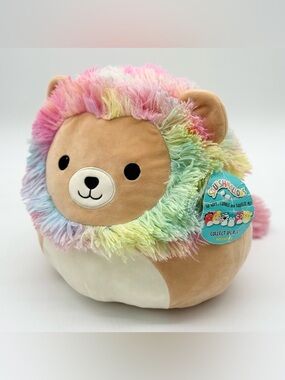 GUC Squishmallows Kellytoy Leonard the Rainbow Lion Stuffed Animal Toy 12”